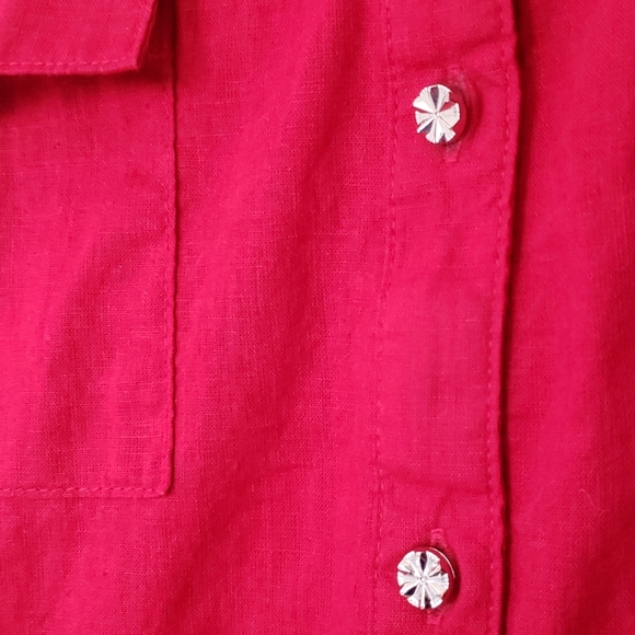 Alia collarless linen blouse - Picture 2 of 5